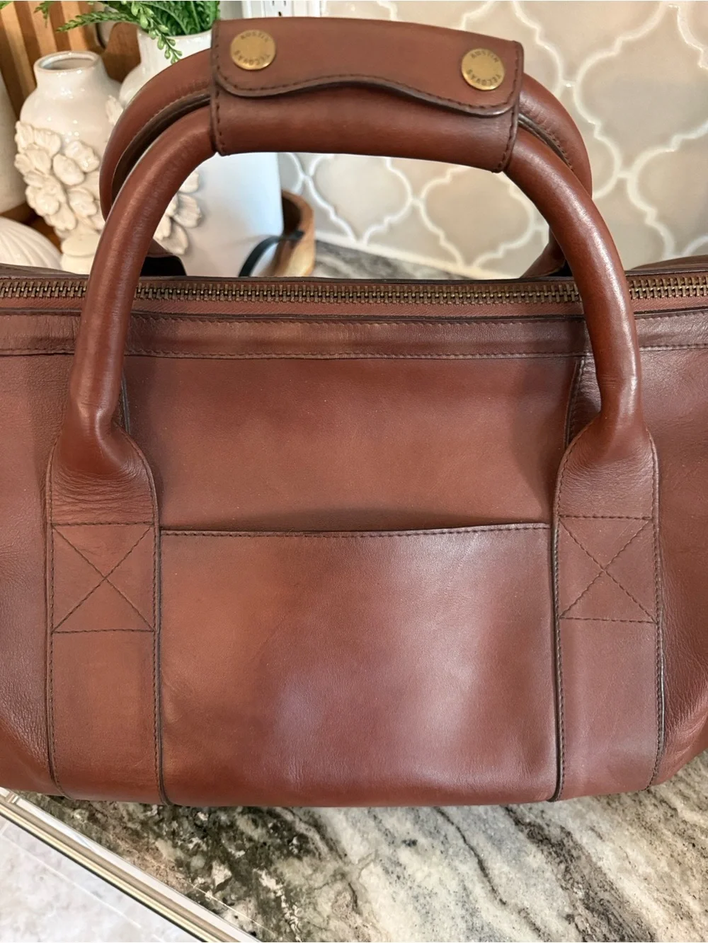 💥 RETIRED Tecovas Brown Genuine Leather Weekender Bag